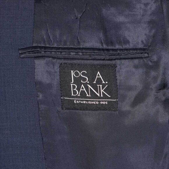 Jos. A. Bank Mens Blazer Blue Check 100% Wool 2 Button Jacket Sport Coat 42L - Picture 3 of 9